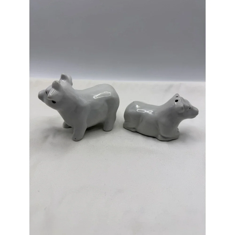 Ceramic White Cows Salt & Pepper Shakers